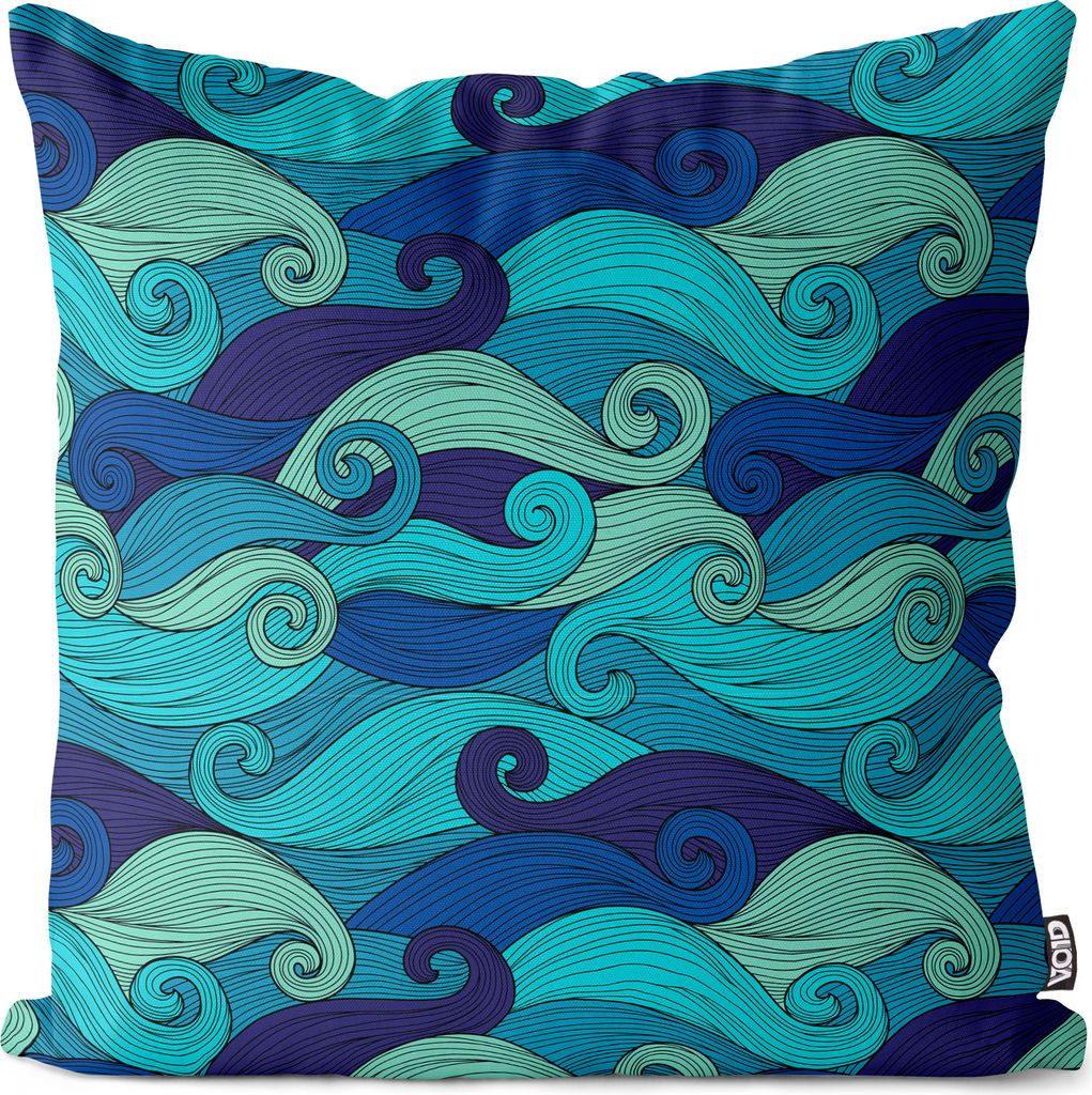 VOID Blaue Wellen Japan Asien Design Kissenbezug Kissenhülle sofa couch wohnzimmer dekoration wasserfest Outdoor Kissen bezug deko