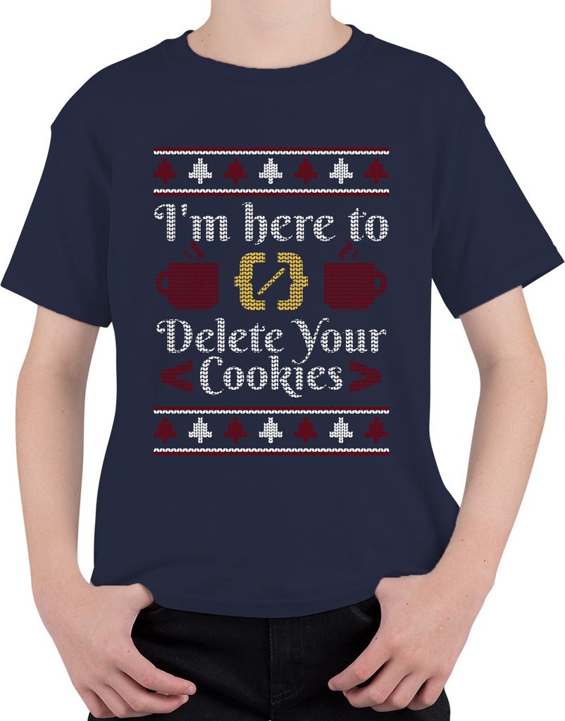 Informatiker Cookies Weihnachtsspruch - Ugly Christmas Sweater Weihnachtsgeschenk Uni Kinder T-Shirt, Navy, 116