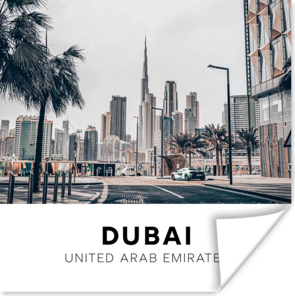 MuchoWow Poster Dubai - Straße - Skyline 50x50 cm - Wohnzimmerdekoration