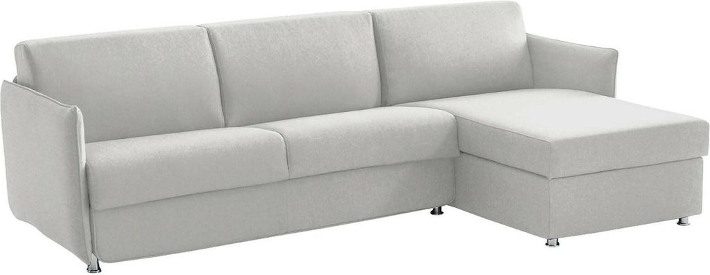 Posina - Festes Sofa mit Ottomane, 260x160 cm Hellgrau, Abziehbar Italy