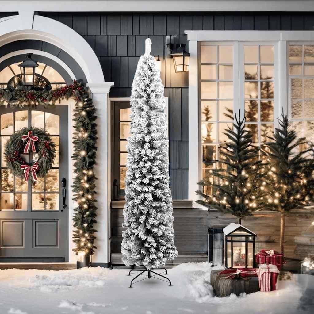 vidaXL Sapin de Noël artificiel élancé avec neige Vert 210 Image du produit 