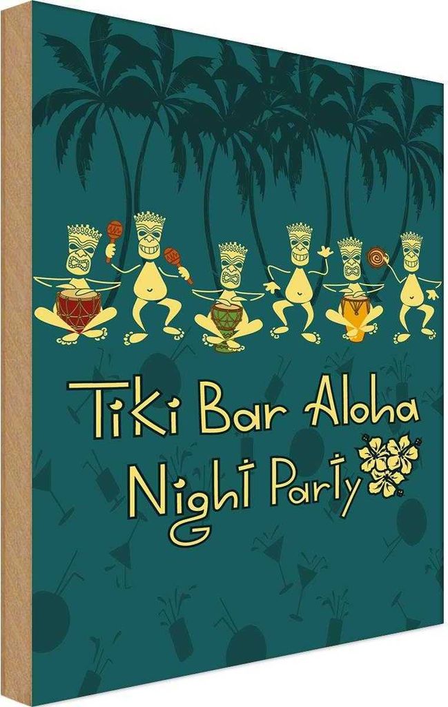 vianmo Holzschild 40x30 cm Tiki Bar Aloha Night Party Essen Trinken