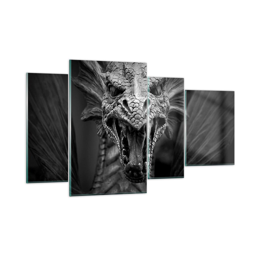 Bilder auf glas - Drache Kreatur Waage - 120x70cm - Glasbilder - Wandbilder - Kunstdruck - zum Aufhängen bereit - Wanddekoration aus Glas - Glas B...