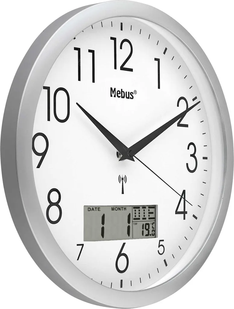 Mebus 19422 Orologio Parete con LCD e Sincronizzazione Atomica DCF77