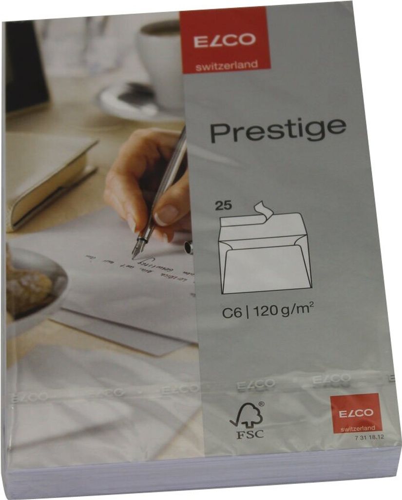 ELCO Briefumschlag DIN C6, ohne Fenster, haftklebend, weiß, 120g/qm, 25 Stück
