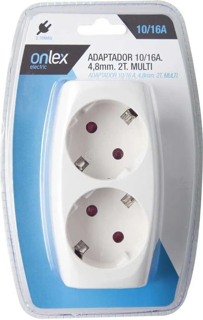 Adattatore per presa di corrente a 2 vie Onlex con messa a terra Tom 10/ 4,8 Mm 16a Bianco Taglia unica - 2