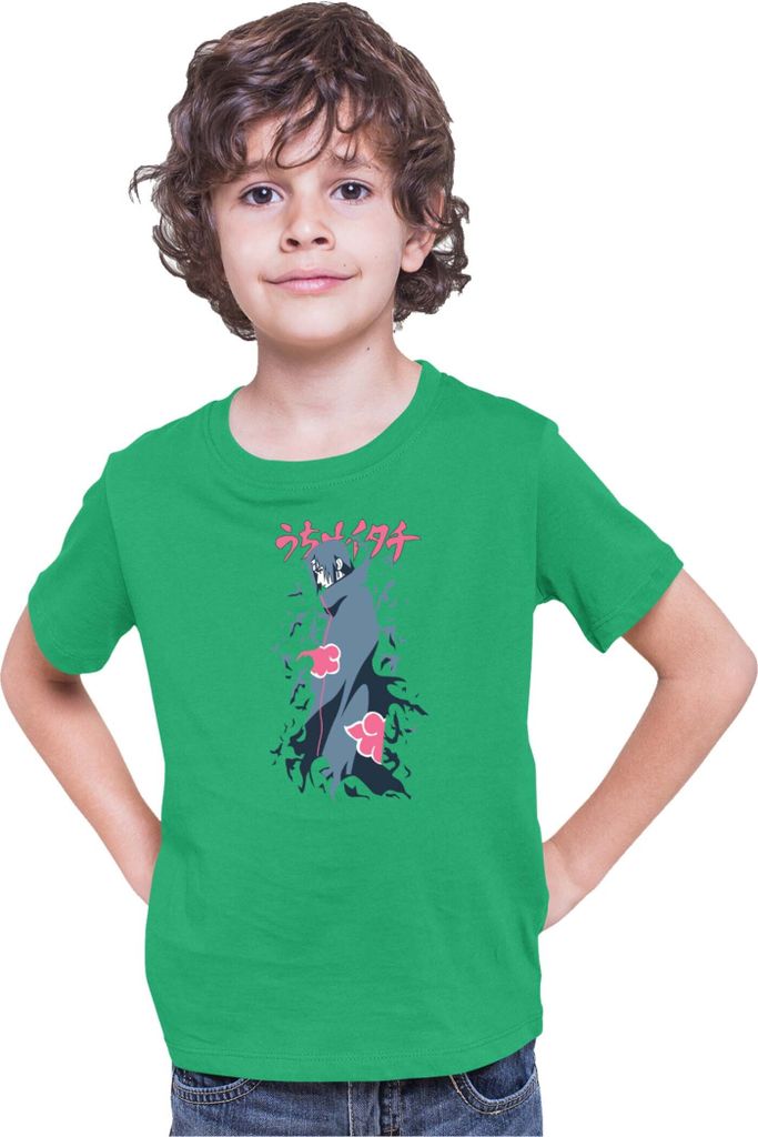 Kinder T-Shirt Japan Anime Manga Naruto Itachi Uchiha 01 Uchiha Brother, 12-13 Jahr - 152 / Grün