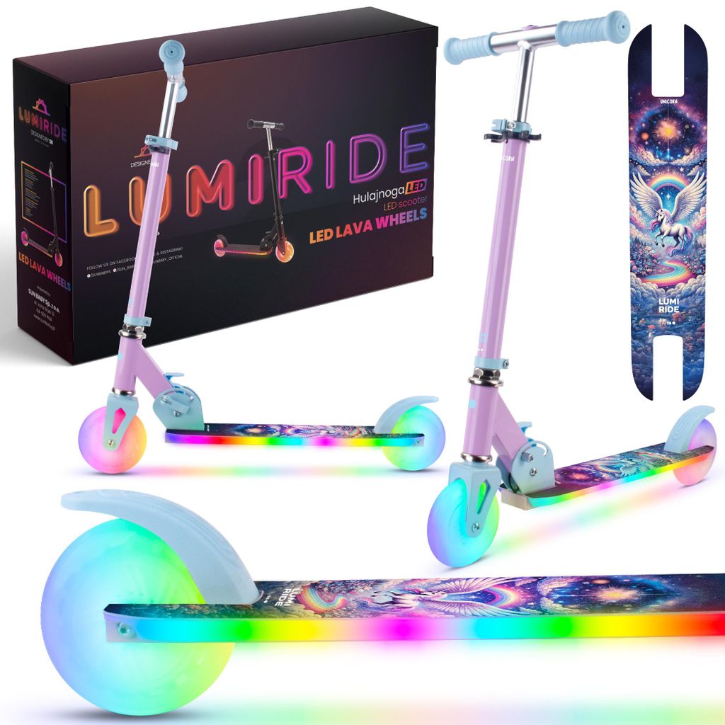 LUMI RIDE Detská kolobežka s LED kolieskami, zadné brzdy, Obrázok produktu 
