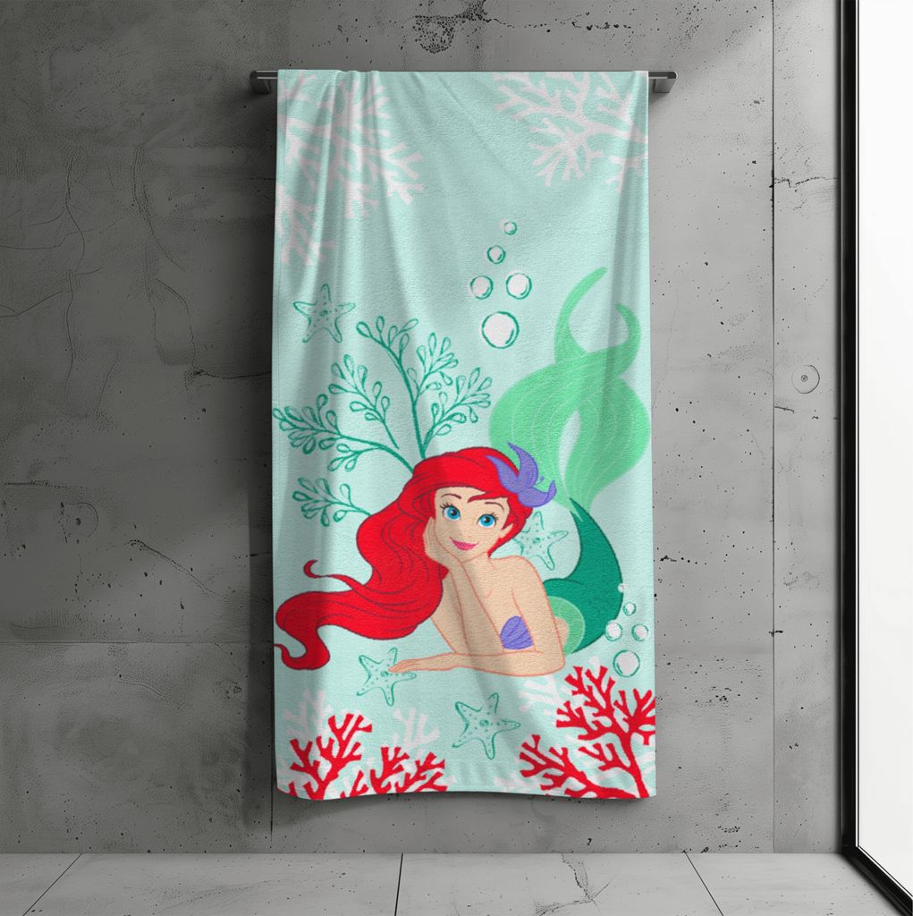 Arielle Meerjungfrau Badetuch 70x140 cm, 100 % Baumwolle, Produktbild 