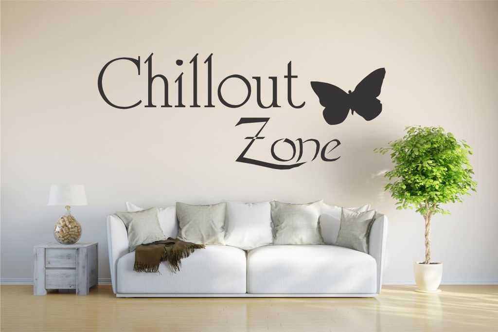 WANDTATTOO w044 Chillout Zone Chilln Chillen Entspannung 96x39, schwarz