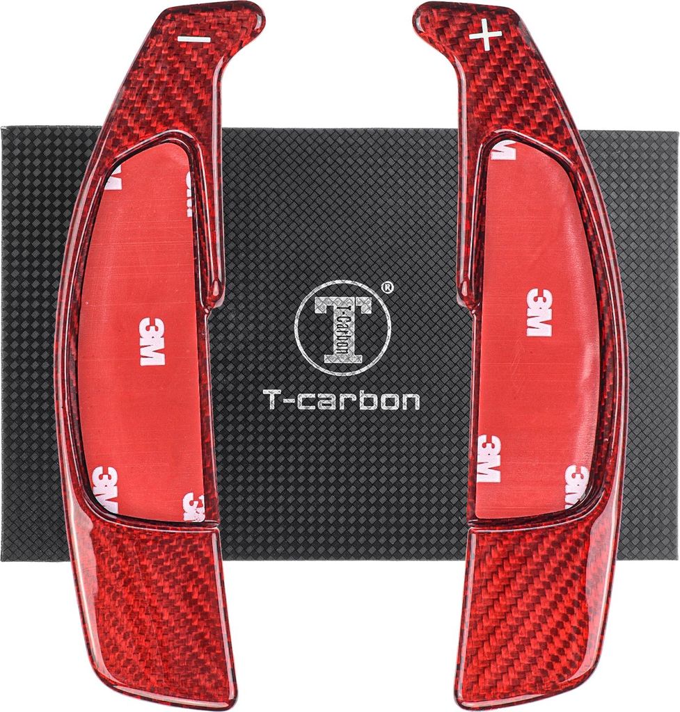 T CARBON ECHT Schaltwippen ROT kompatibel mit Mercedes AMG A-Klasse A45 W176 13-15 Schaltpaddel Paddel Aufsatz Drucktaster Wippenschalter