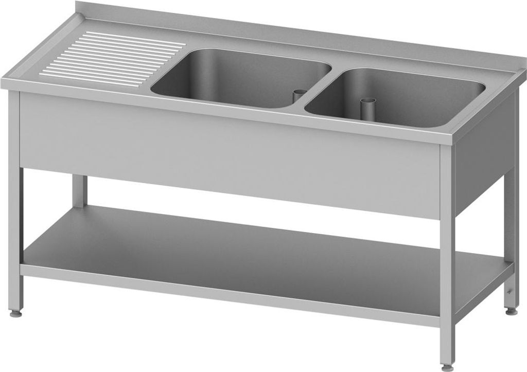 Spültisch m. GB - 1500x700 - 2xBecken rechts - AK