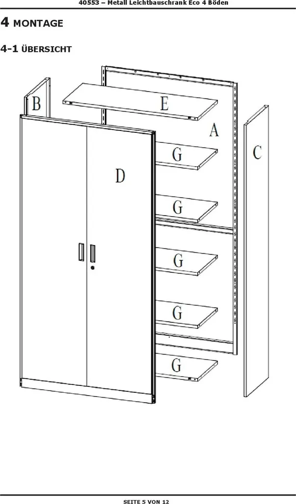 Armoire métallique Eco 180x81x39 cm avec 4 étagères modulables - 18