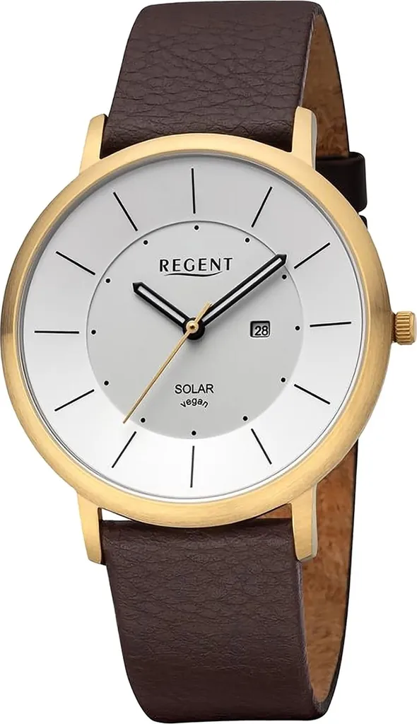 Montre Quartz Regent - Cuir Brun Foncé de Qualité et Design Épuré Homme
