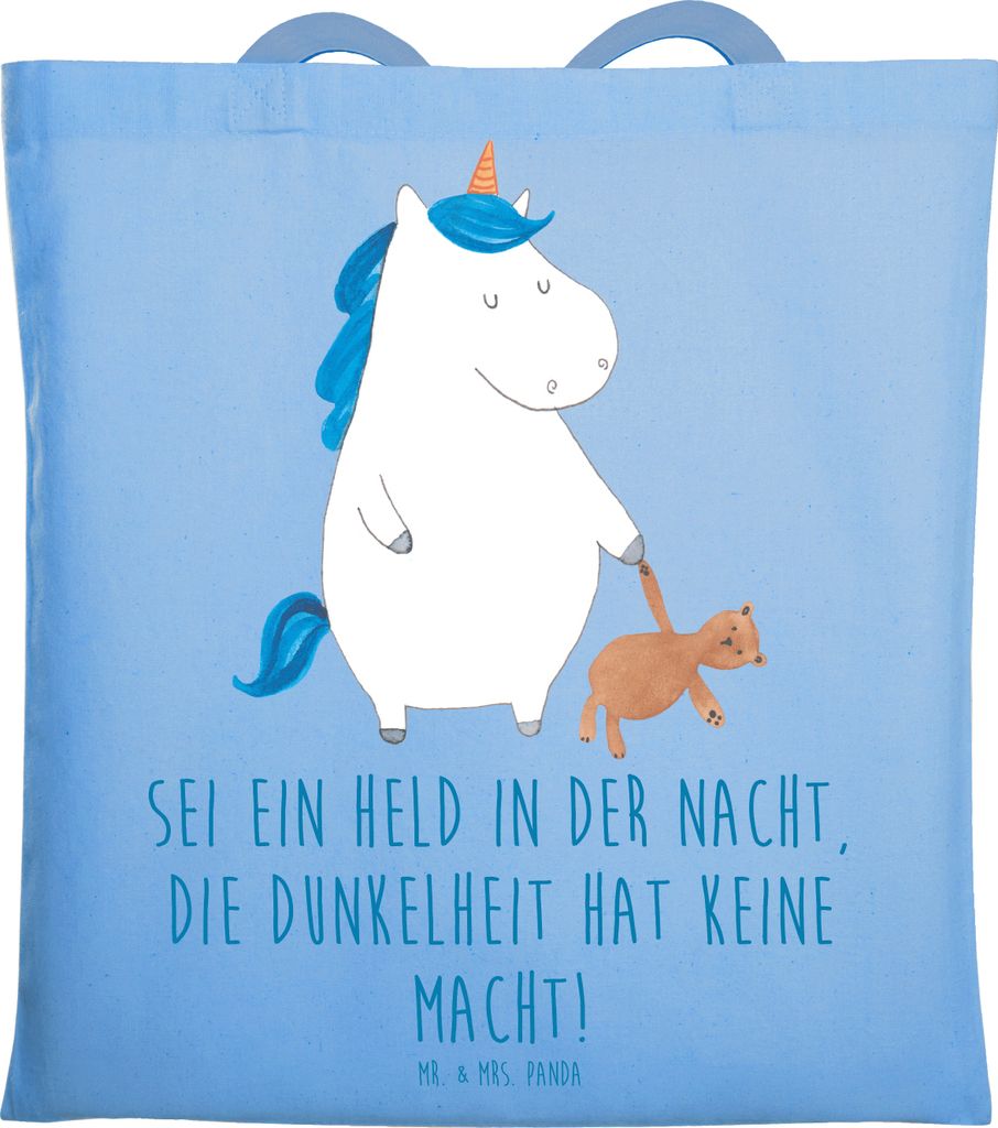 Mr. & Mrs. Panda Tote Bag Angst vor Dunkelheit überwinden - Sky Blue - Geschenk, Schultasche, Uni Tasche, Zuversicht, Selbstvertrauen stärken, in...