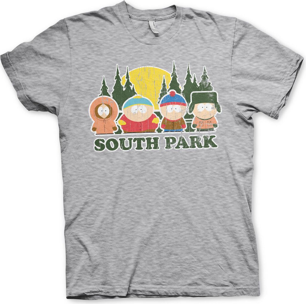 South Park Distressed T-Shirt - Large - Heather-Grey