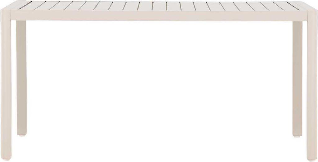 A plain studio shot of a beige table.