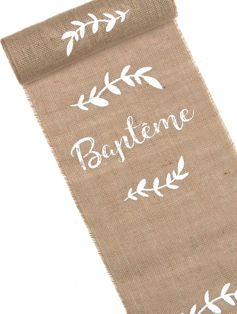 Tischläufer Jute Taupe zur Taufe 28 cm x 5 m - Einheitsgröße