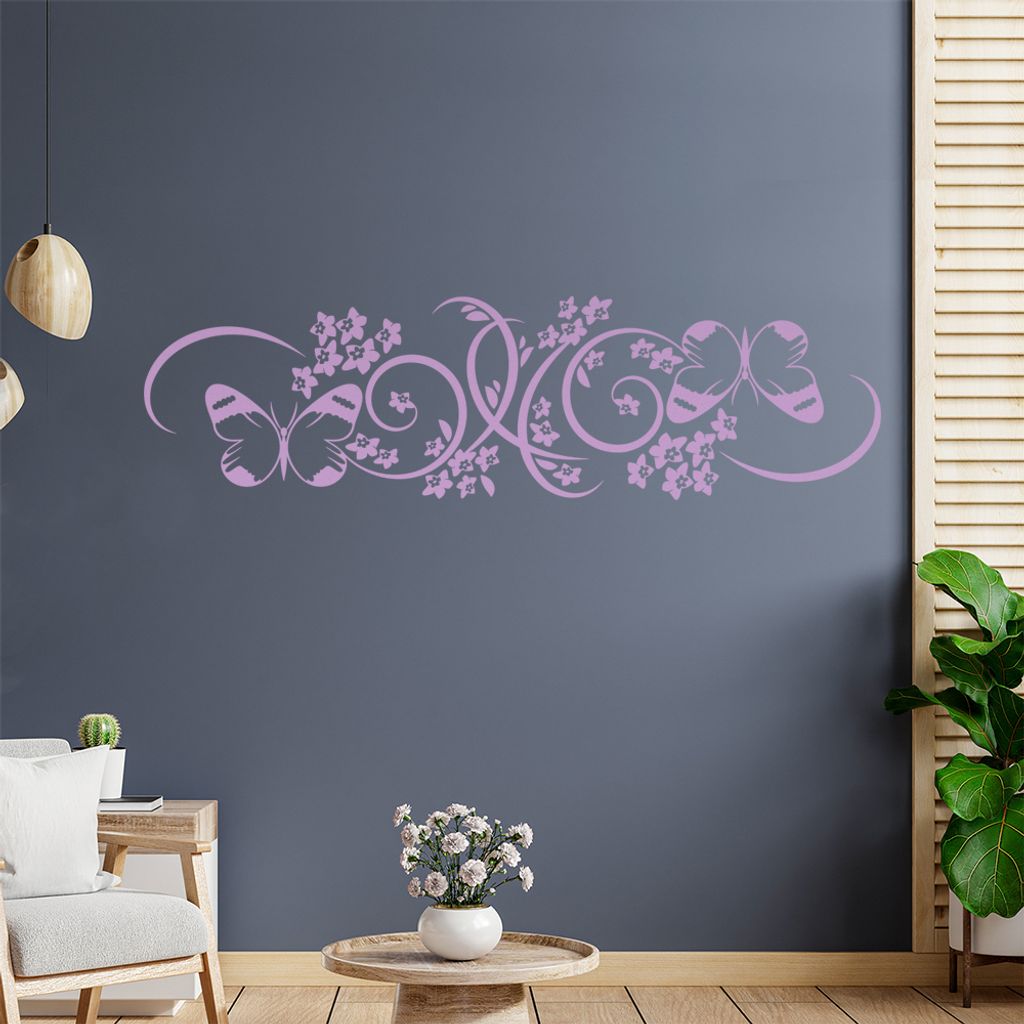 Falter Schmetterling Ranke Wandtattoo in 6 Größen - Wandaufkleber Wall Sticker - Dekoration, Küche, Wohnzimmer, Schlafzimmer, Badezimmer
