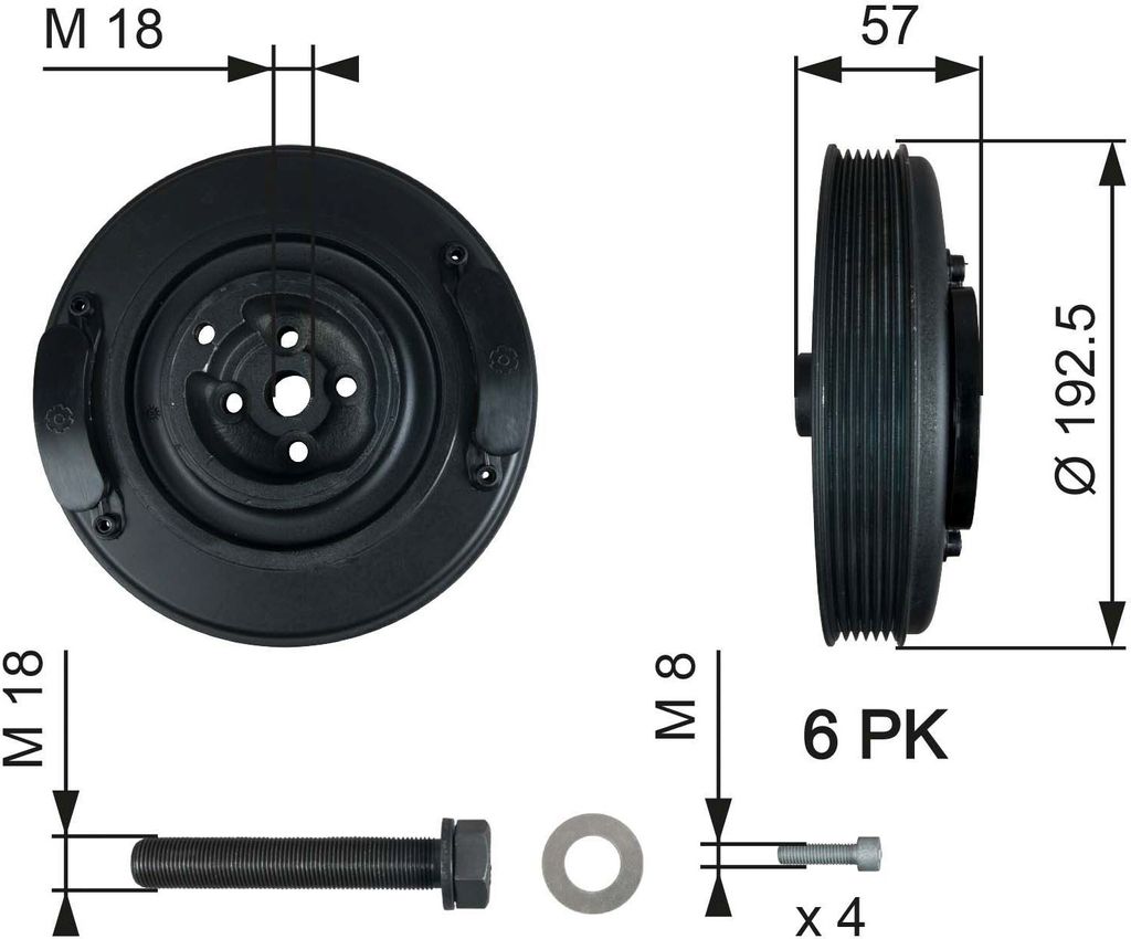 GATES TVD1033A - Riemenscheibe, Kurbelwelle für A6 (4A), S70 (874), S80 I (184), V70 I (875, 876), V70 II (285), T4, Crafter (2E), Crafter (2F)