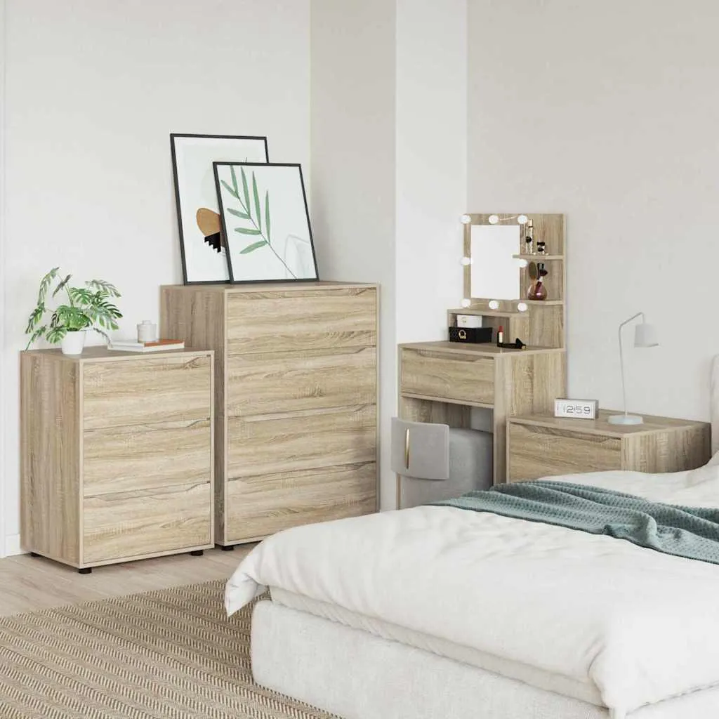 2 Armoires Robustes Chêne Sonoma - Buffet Bas Rangement 80cm x 105cm - 3