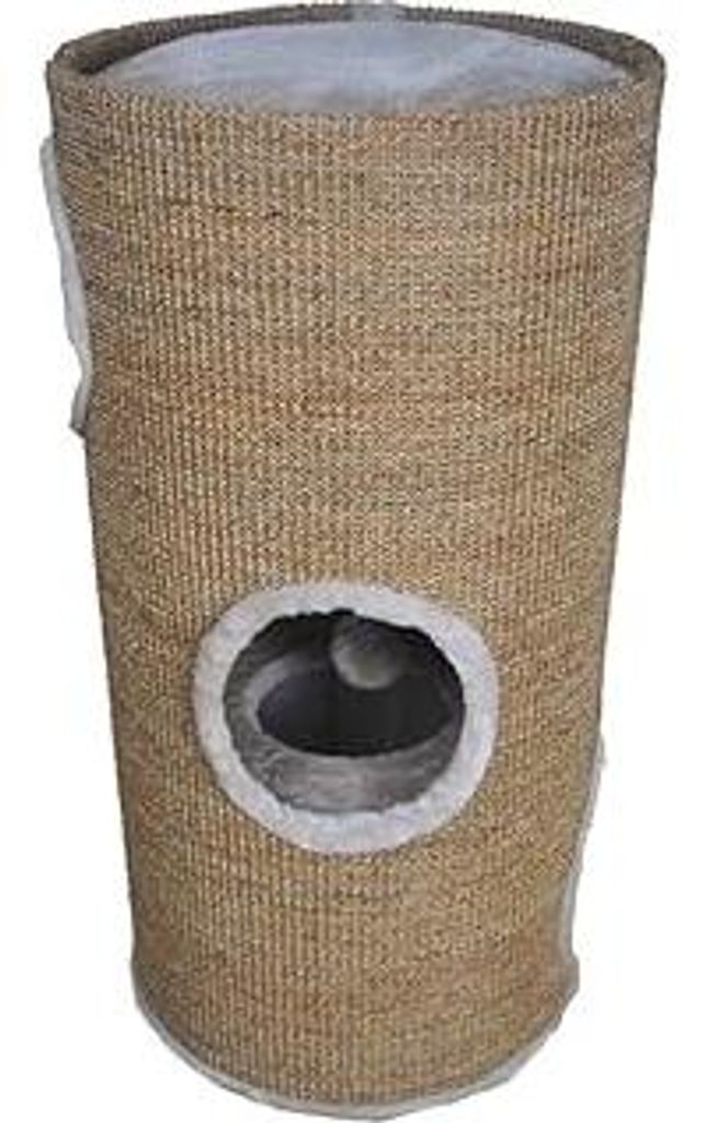 Dehner Kratztonne Tassilo für Katzen |Katzenhöhle, Kratzbaum, Spieltonne, Katzenturm, Katzenmöbe, Kratzturm | mit 2 Ebenen und 3 Eingängen | Ø...