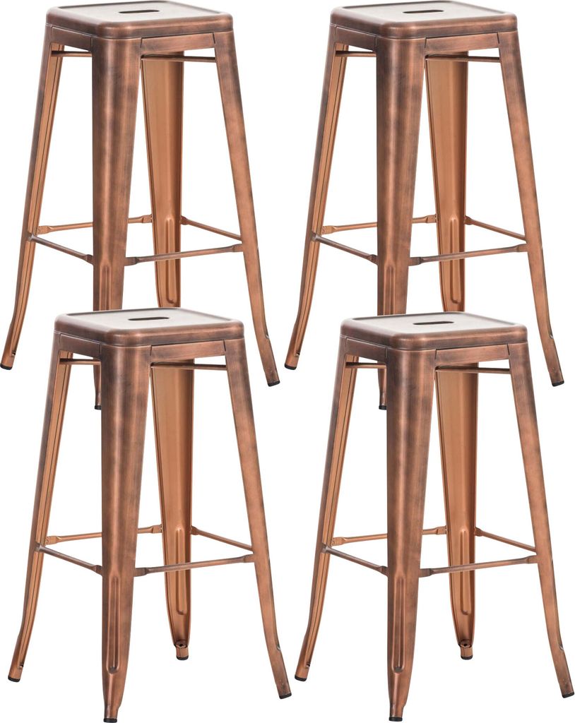 TPFLiving 4er Set Barhocker Joy Metall Kupfer