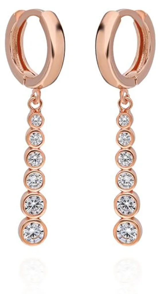 Boucles d'oreilles Argent 925 et Zircone Revêtement Or Rose Modèle Lya