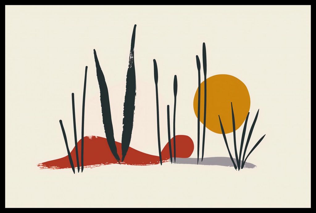 Plakat 60x40cm Schilf bei Sonnenuntergang