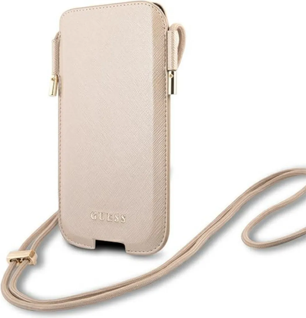 Mini Borsa Guess Gold Saffiano 6.1" | Accessorio Moda GUHCP12MSAPSLG