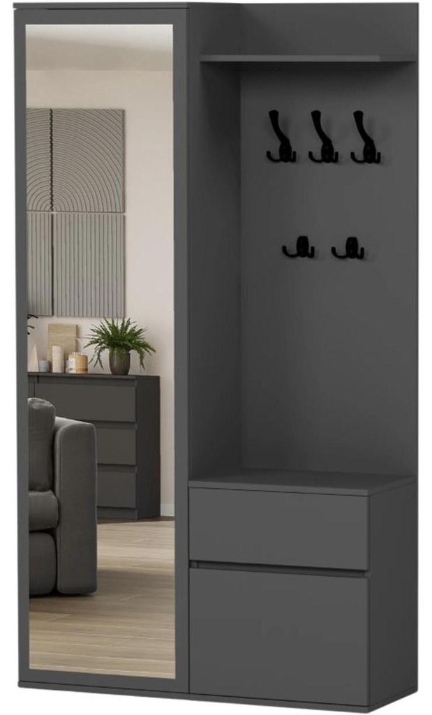 Garderobe - Anthrazit - 100 x 35 x 181 cm - Modern V-5 Produktbild 