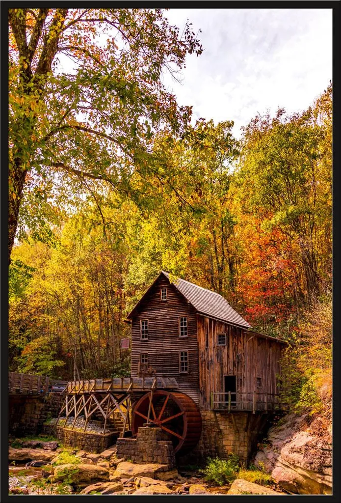 Affiche Vieux moulin en automne Glade Creek Grist Mill Shinsuke® 61x91cm