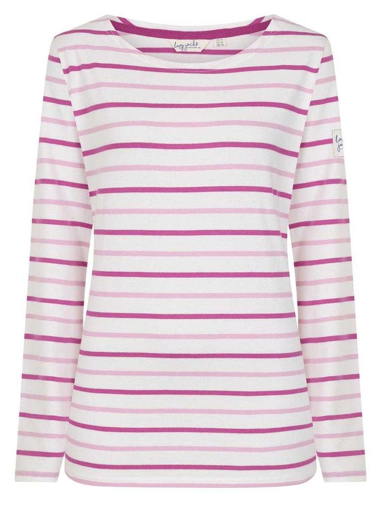 Lazy Jacks - "Breton" T-Shirt für Damen, Langärmlig LJ498 (40 DE) (Pink)