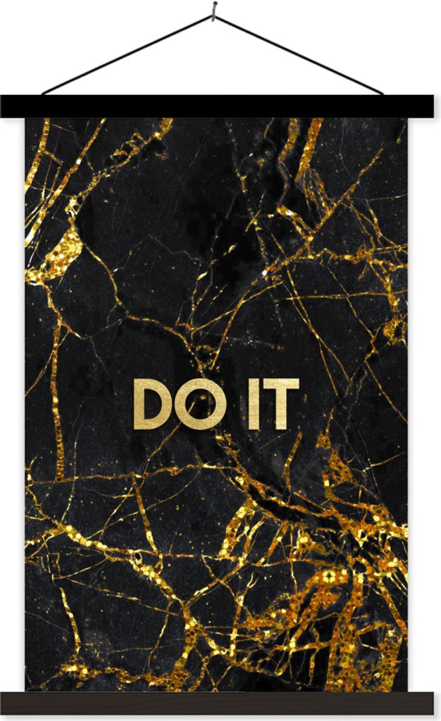 MuchoWow Textilposter Zitate - Motivation - Gold - Marmor 60x90 cm mit schwarzem Rahmen - Poster Wohnzimmer