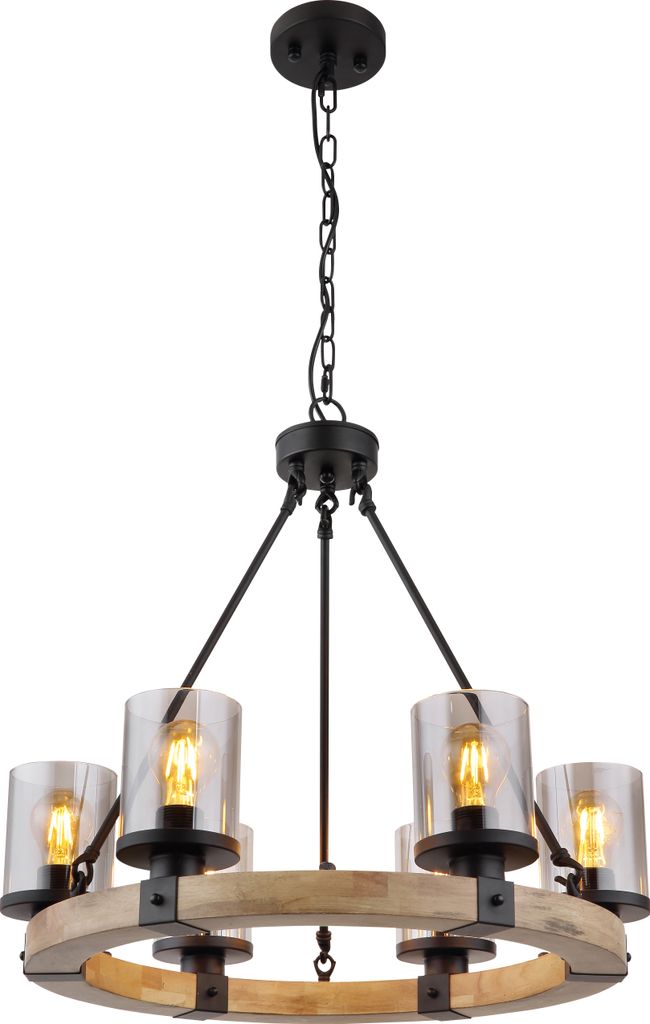 Globo Lighting Hängeleuchte Metall schwarz matt, 6x E27