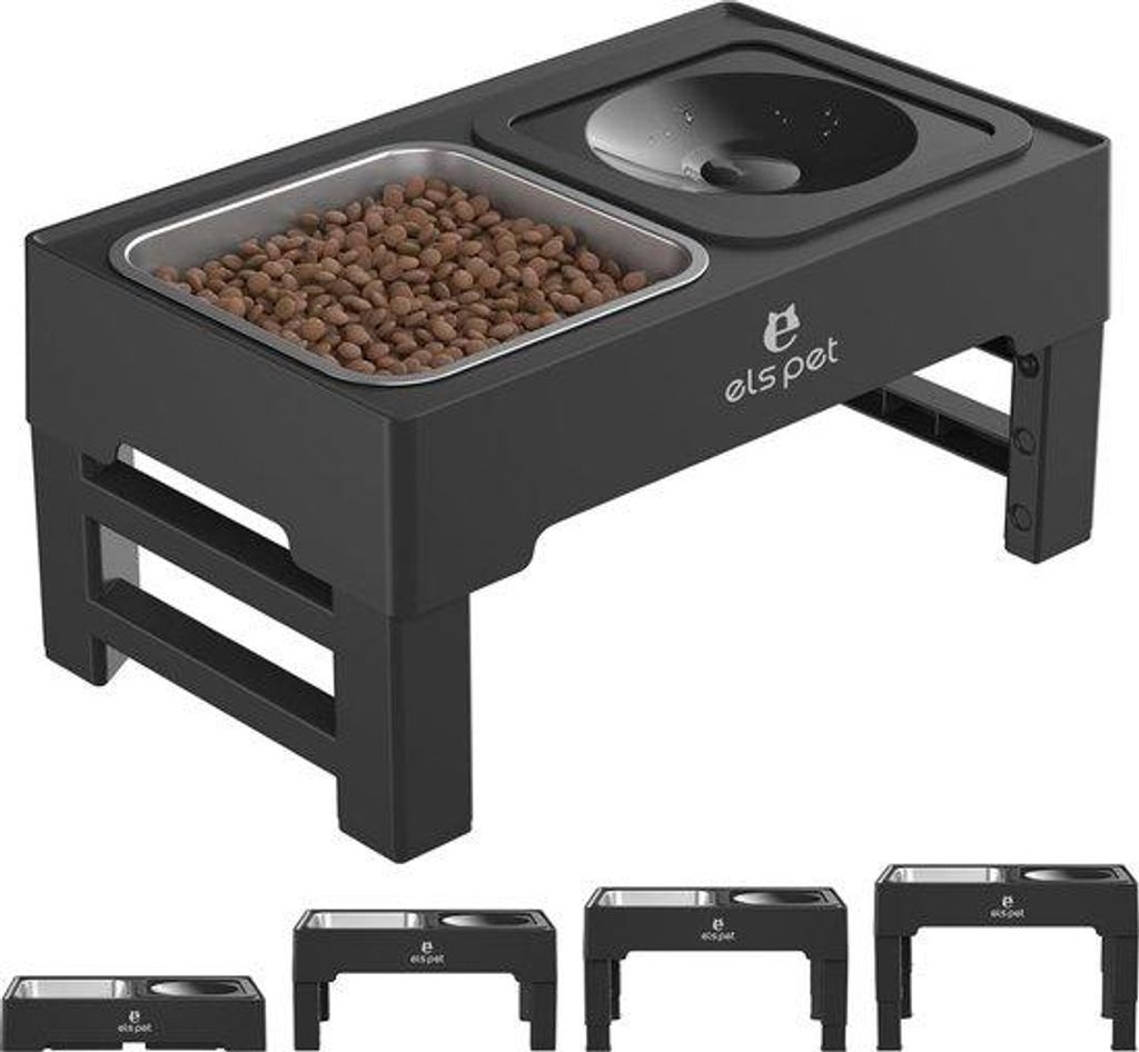 Hundekom aus Edelstahl, höhenverstellbar, mit 2-in-1 Funktion und Antislip-Matte