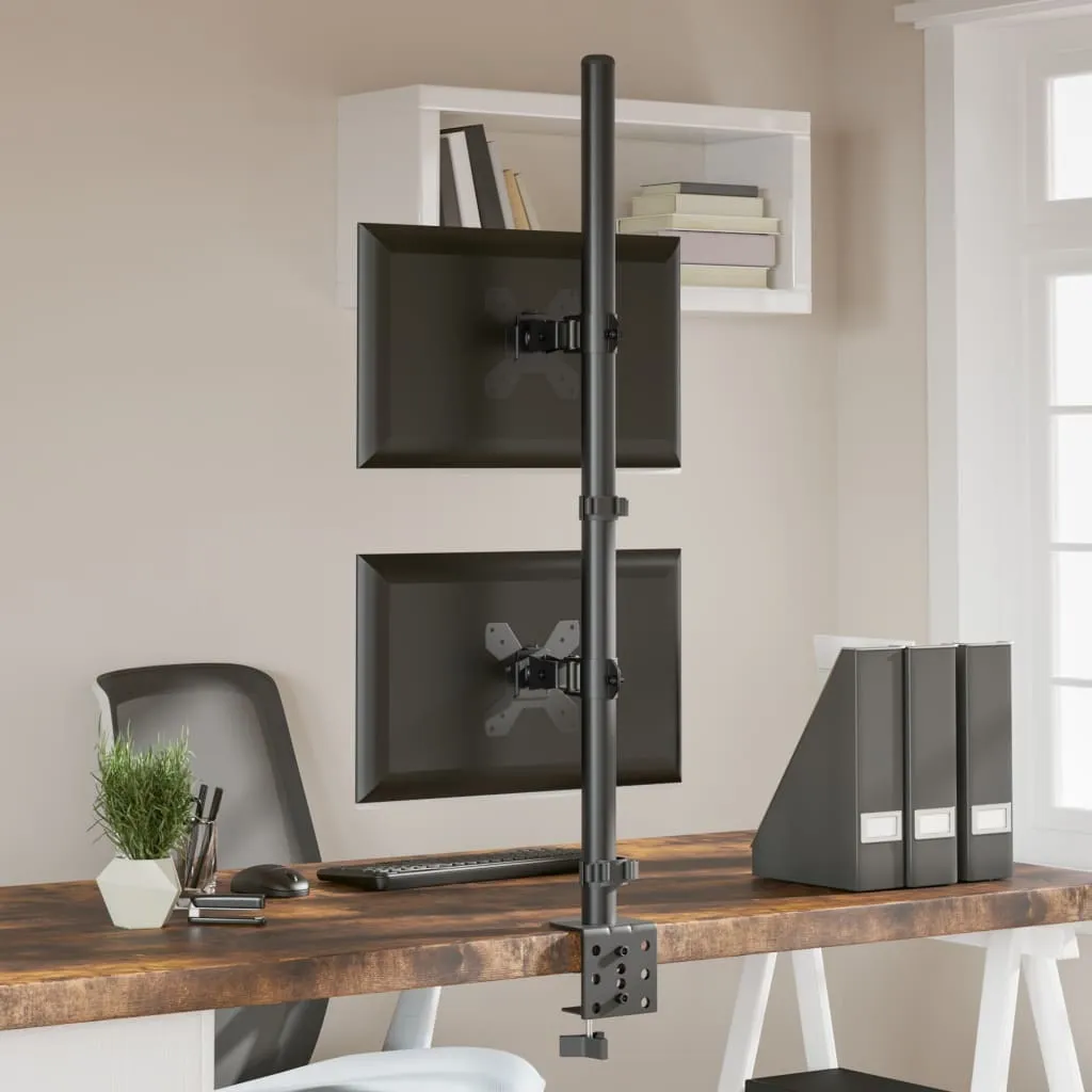 Support double écran pour bureau - Optimisation d'espace Noir en Acier - 4