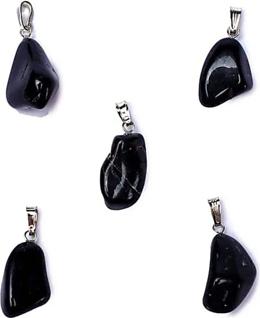 Schwarzer Onyx-Edelstein-Anhängerstift, gebohrt – ± 1–2,5 cm, Packung mit 5 Stück