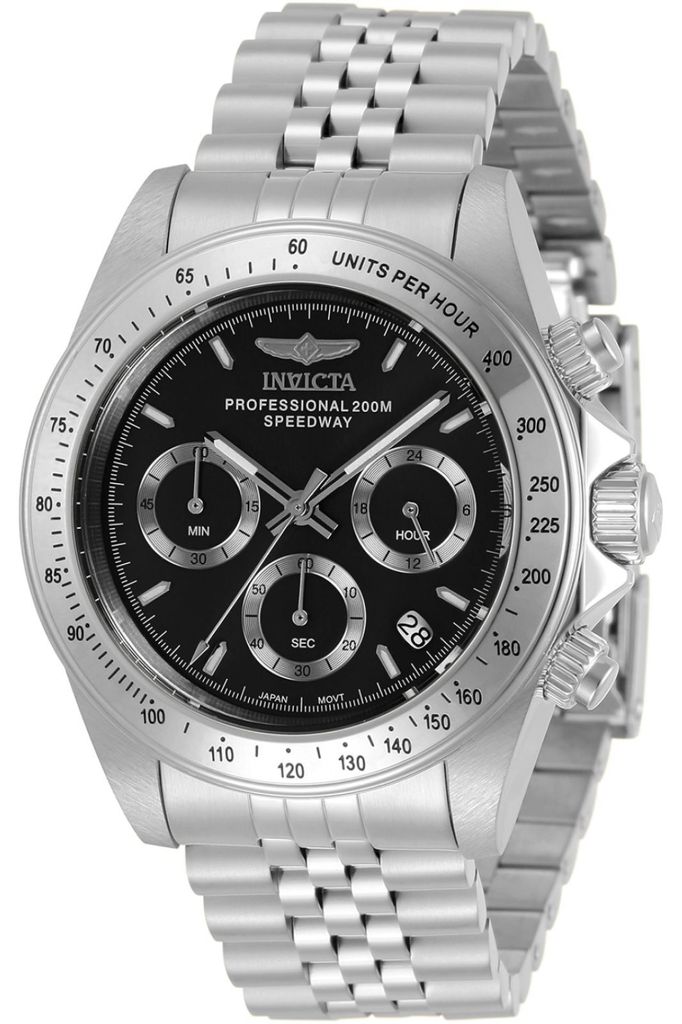 Invicta Speedway 30989 Herren uhr - Wasserdicht - Analog - Quarzuhrwerk - Edelstahl mit schwarzen zifferblat - 39mm