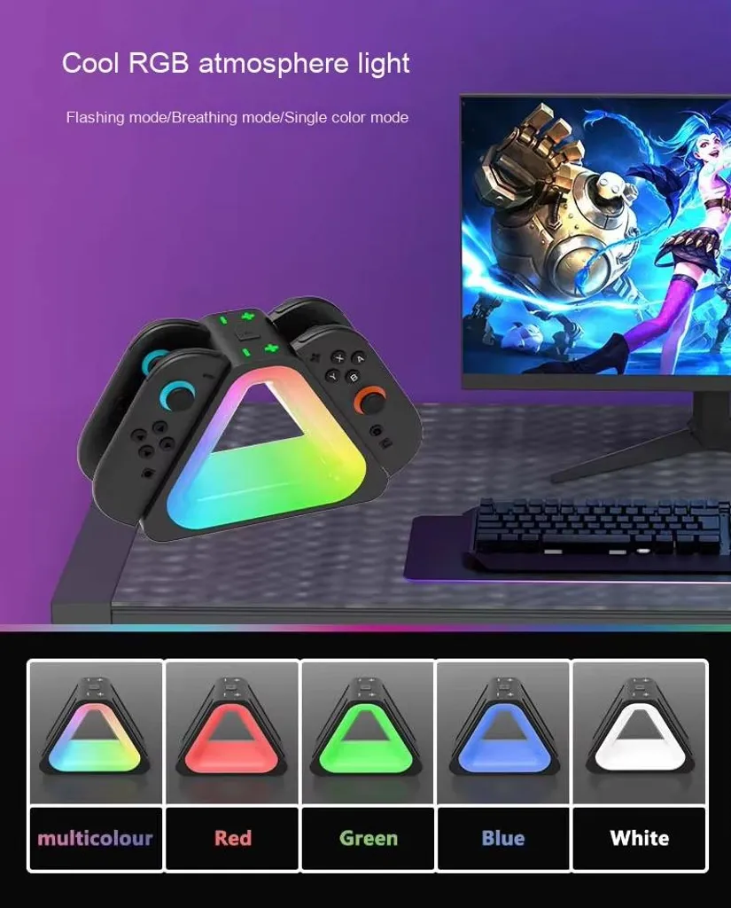 Station de Charge 4 Joy-Cons avec Colonnes Lumineuses et Design Compact - 8