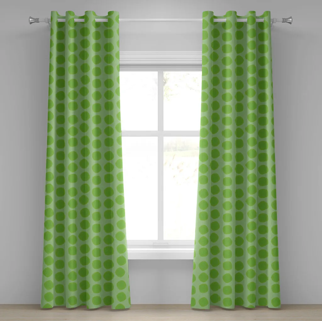 Paire de rideaux grande largeur 280x245 cm vert citron motifs variés