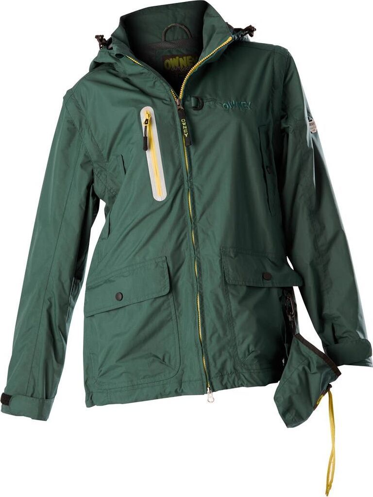Owney Trusty 2 in 1 Jacke Dunkelkhaki S wetterfest Hundehalter Wanderjacke wasserabweisend atmugsaktiv mit vielen Taschen