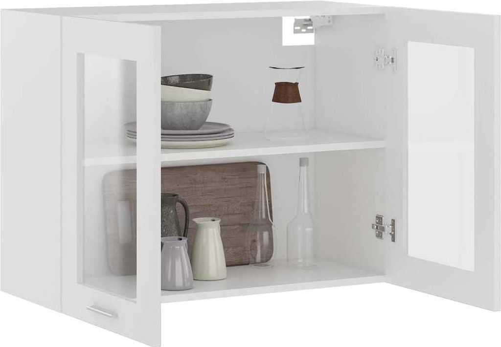 vidaXL Wisząca szklana szafka biała 80x31x60 cm materiał Zdjęcie produktu 3