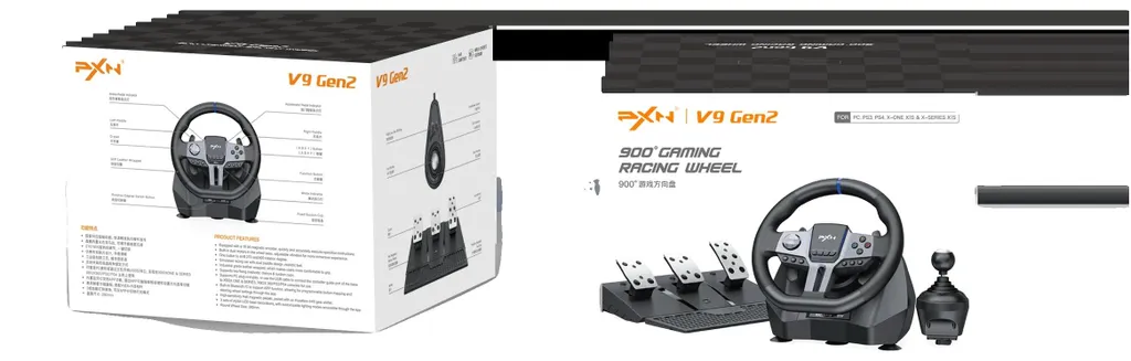 Volant de Course V9-GEN2 pour Simulateur de Conduite et Camion : Rotation 900°