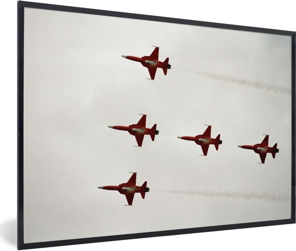 MuchoWow Gerahmtes Poster Fünf Jets im Flug 60x40 cm - Poster mit Schwarzem Bilderrahmen Wandposter Rahmen Foto Bilder - Printing - Wanddeko Sch...