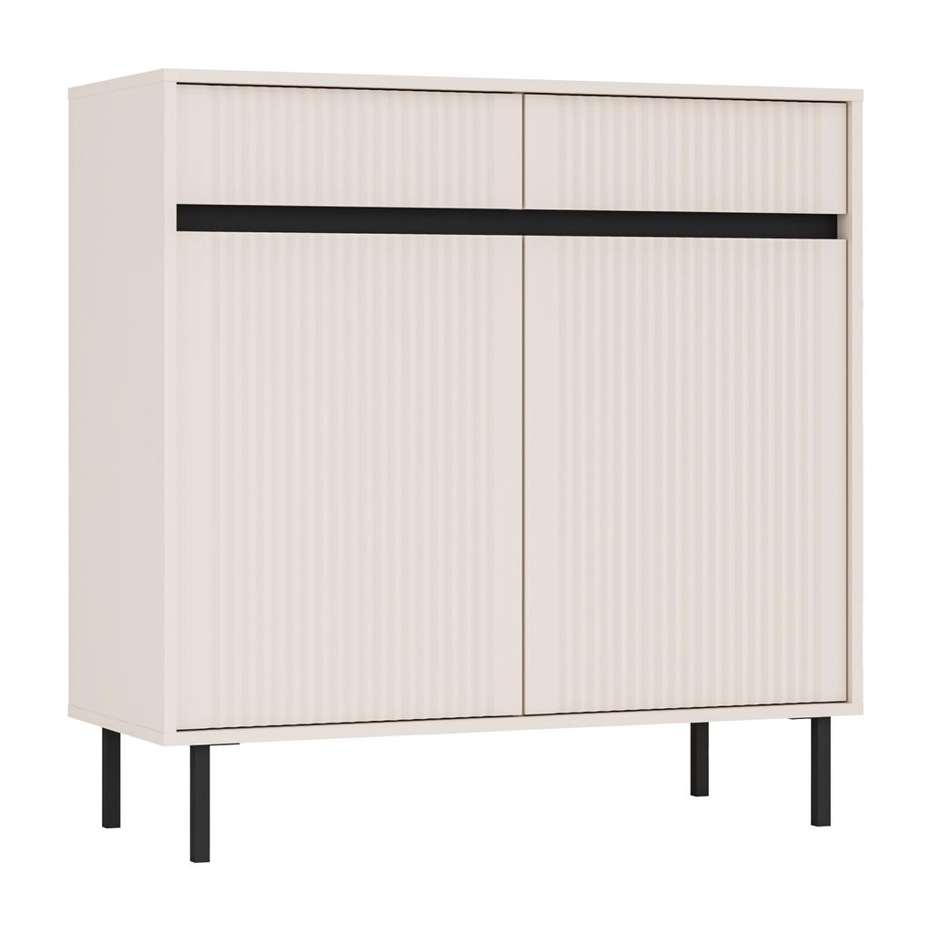 AX LIVING Sideboard Bodrum Kommode 2 Türen 2 Schubladen 100 cm Sandbeige