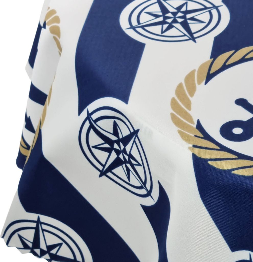 Rund Wasserdichte Tischdecke Gartentischdecke Wasserabweisend Wetterfest Garten Balkon Terrasse Seemann Meeresthema Durchmesser: Ø 80 cm