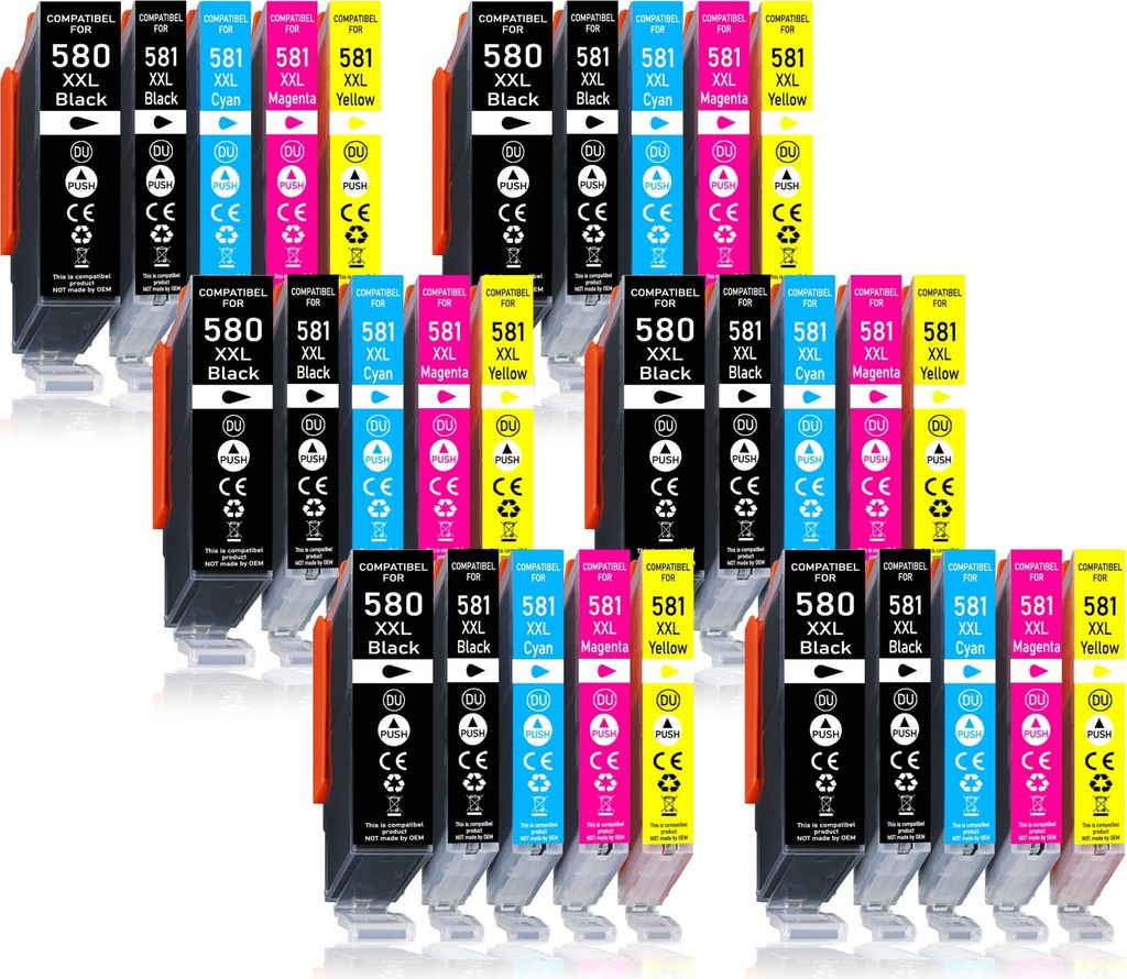 30er Pack Druckerpatronen 580 581 XXL kompatibel mit Canon TS6150