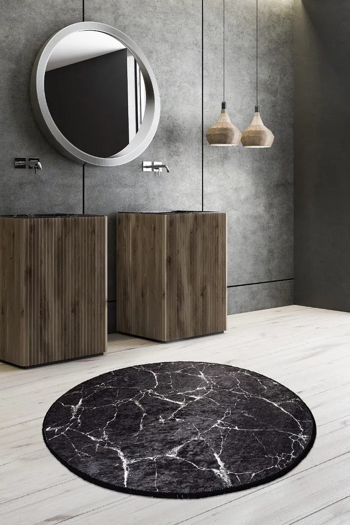Mijolnir, Marble Djt, tappetino da bagno, multicolore, poliestere, 100 x 100 cm