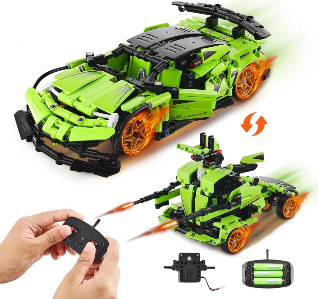 Jouet de construction STEM 2-en-1 Voiture et Robot 461 pièces